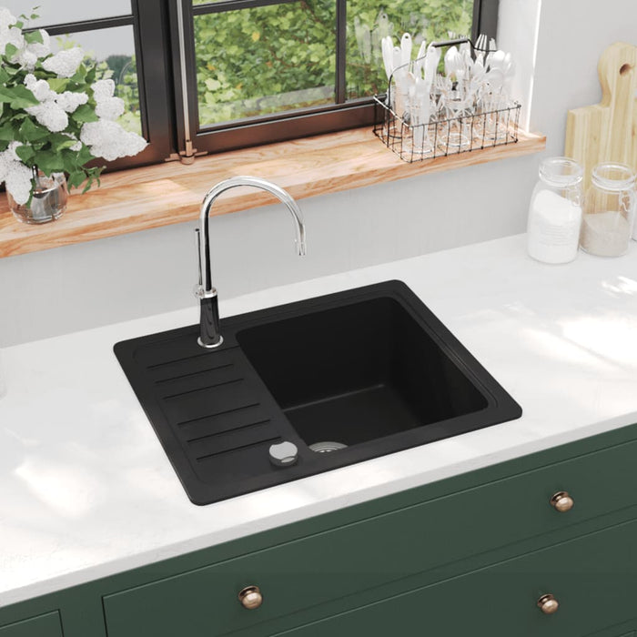 VXL Granite Kitchen Sink with Black Single Bowl