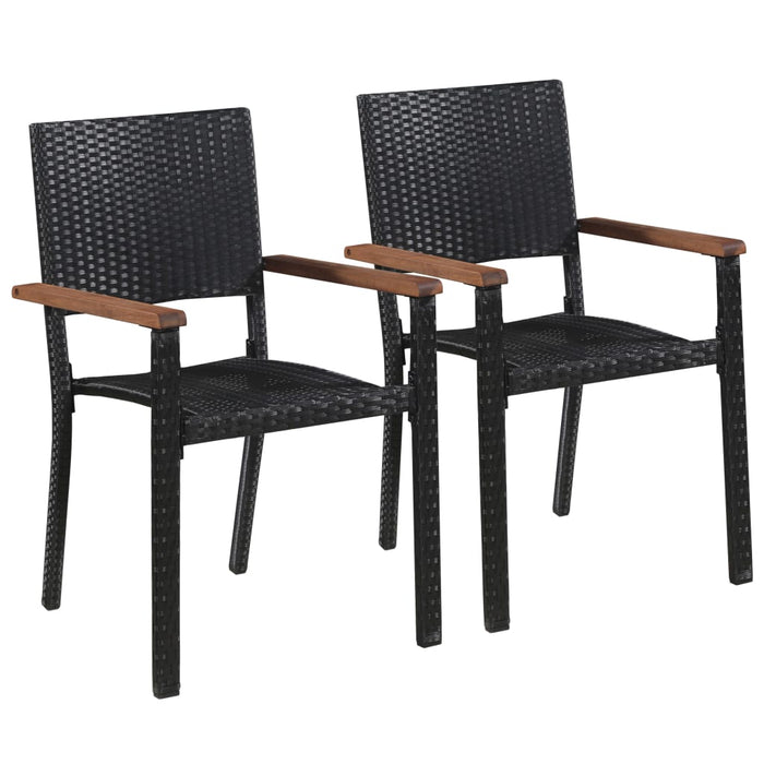 VXL Garden Chairs 2 Units Black Synthetic Rattan