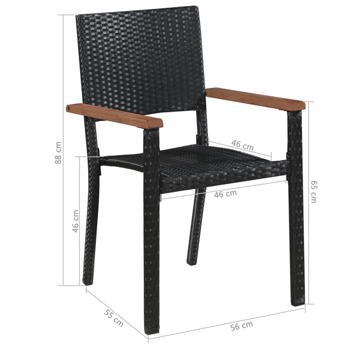 VXL Garden Chairs 2 Units Black Synthetic Rattan