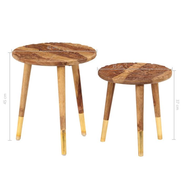 VXL Coffee Tables 2 Pieces Solid Sheesham Wood