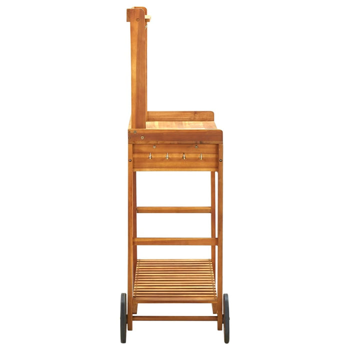 VXL Outdoor kitchen cart solid acacia wood 92x43.5x141.5cm