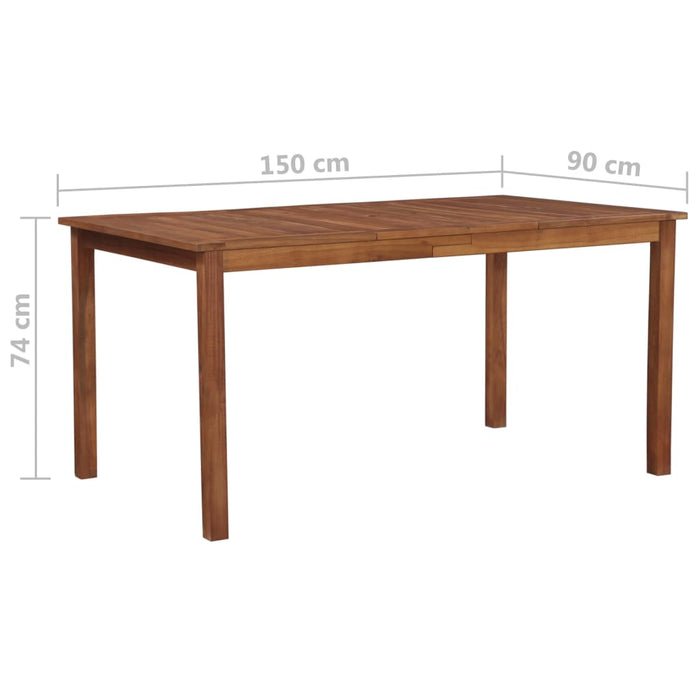 VXL Garden Table Solid Acacia Wood 150X90X74 Cm