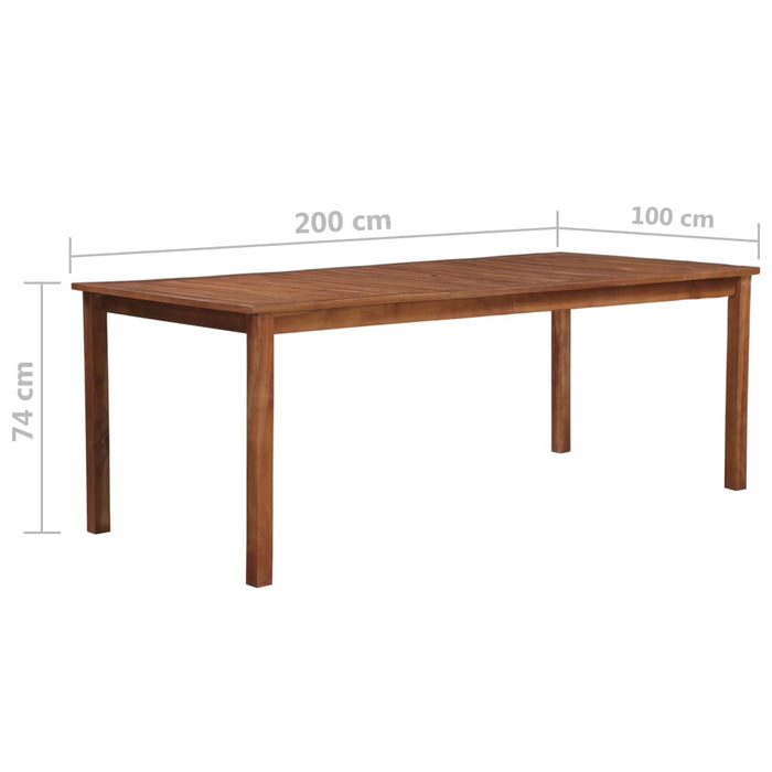 VXL Garden Table Solid Acacia Wood 200X100X74 Cm