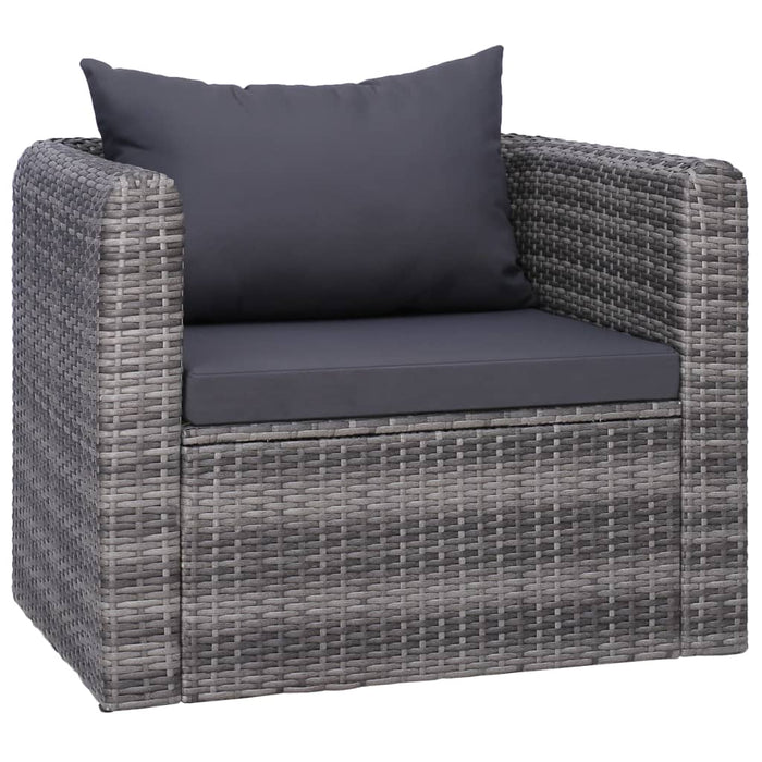 VXL Garden Chair With Cushions Gray Synthetic Rattan