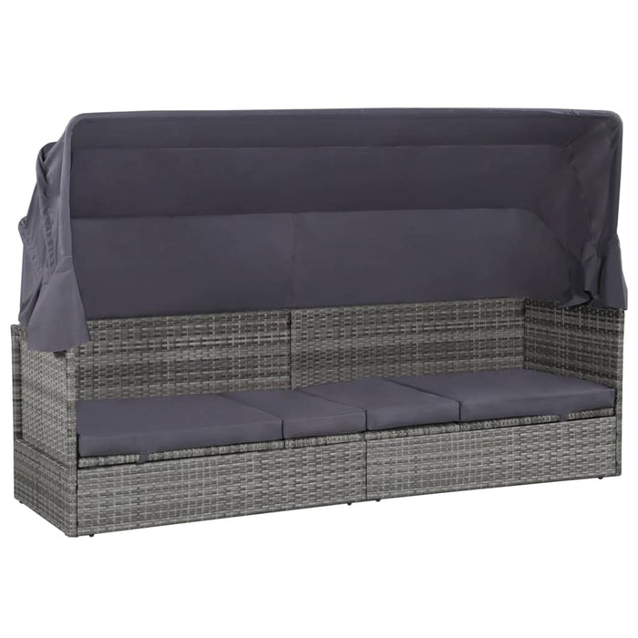 VXL Garden Bed with Awning 205X62 Cm Gray Synthetic Rattan