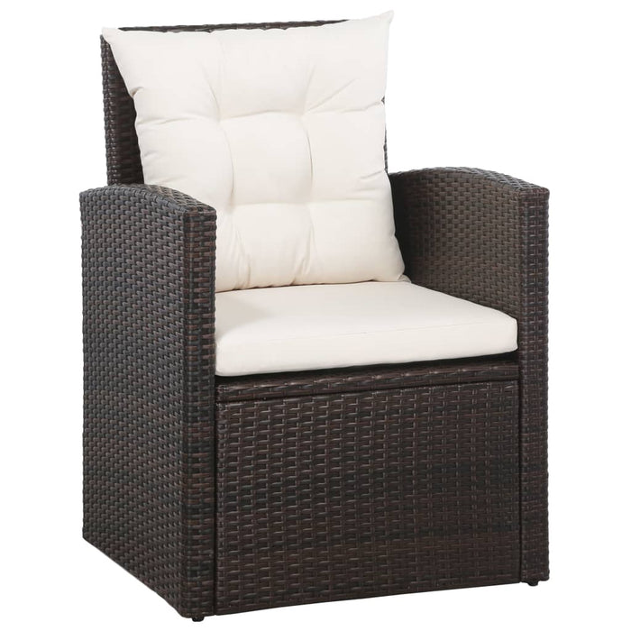 VXL Garden Furniture Set 5 Pieces and Cushions Brown Synthetic Rattan