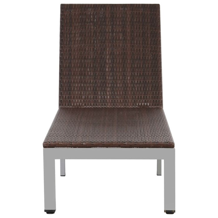 VXL Lounger With Wheels Brown Synthetic Rattan