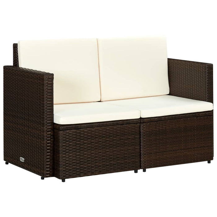 VXL 2 Seater Garden Sofa with Brown Synthetic Rattan Cushions