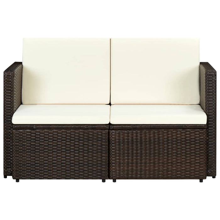 VXL 2 Seater Garden Sofa with Brown Synthetic Rattan Cushions
