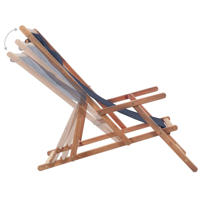 VXL Folding Beach Chair in Fabric and Wooden Structure Blue