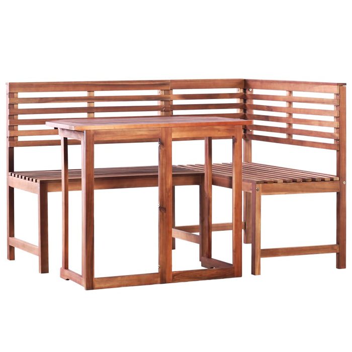 VXL Garden Bistro Table and Chairs Set 2 Pieces Solid Acacia Wood