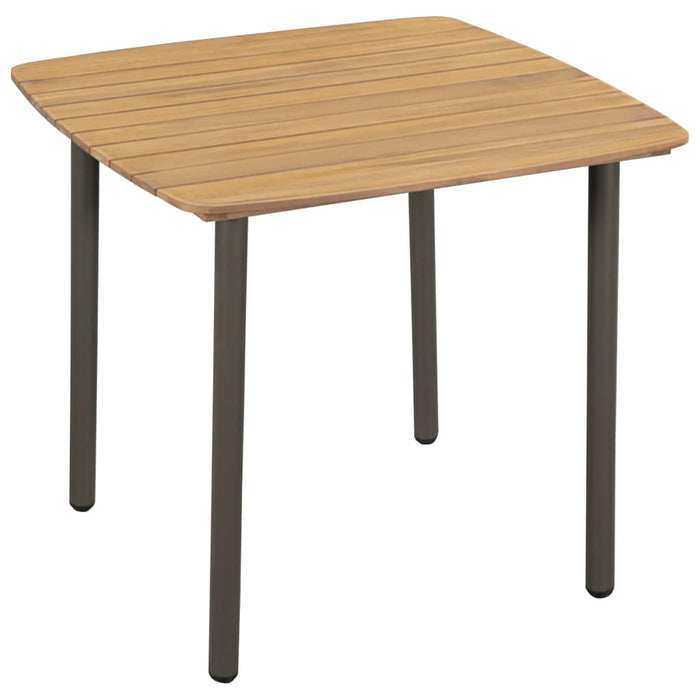 VXL Garden Table Solid Acacia Wood and Steel 80X80X72 Cm