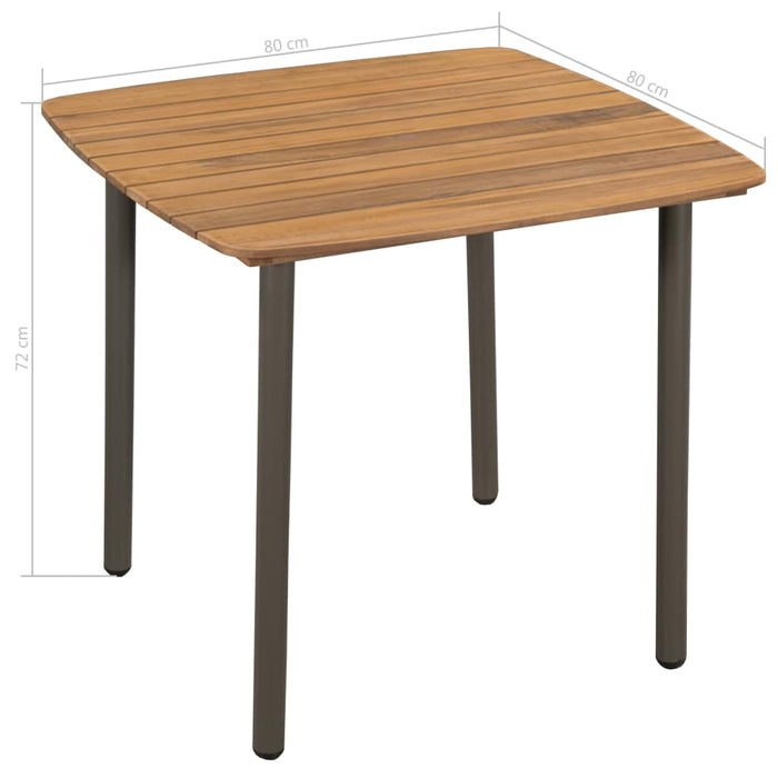 VXL Garden Table Solid Acacia Wood and Steel 80X80X72 Cm