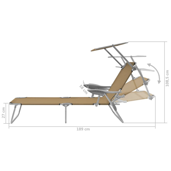 VXL Folding Lounger with Taupe Steel Awning