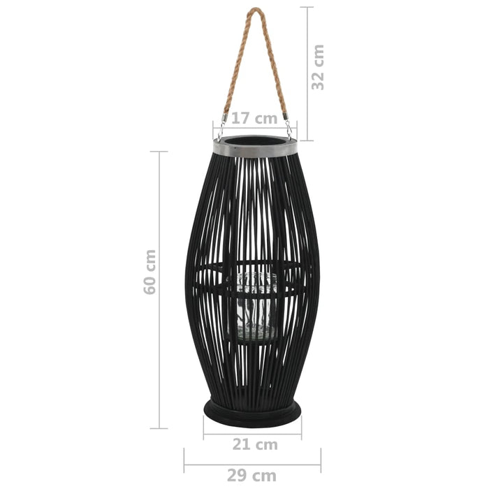 VXL Portavelas Colgante Bambú Negro 60 Cm