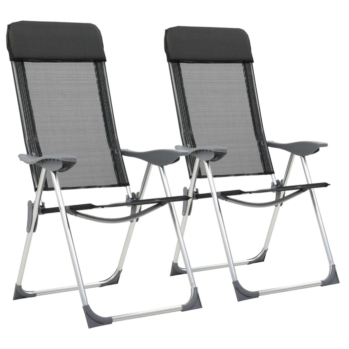 VXL Aluminum Folding Camping Chairs 2 Units Black