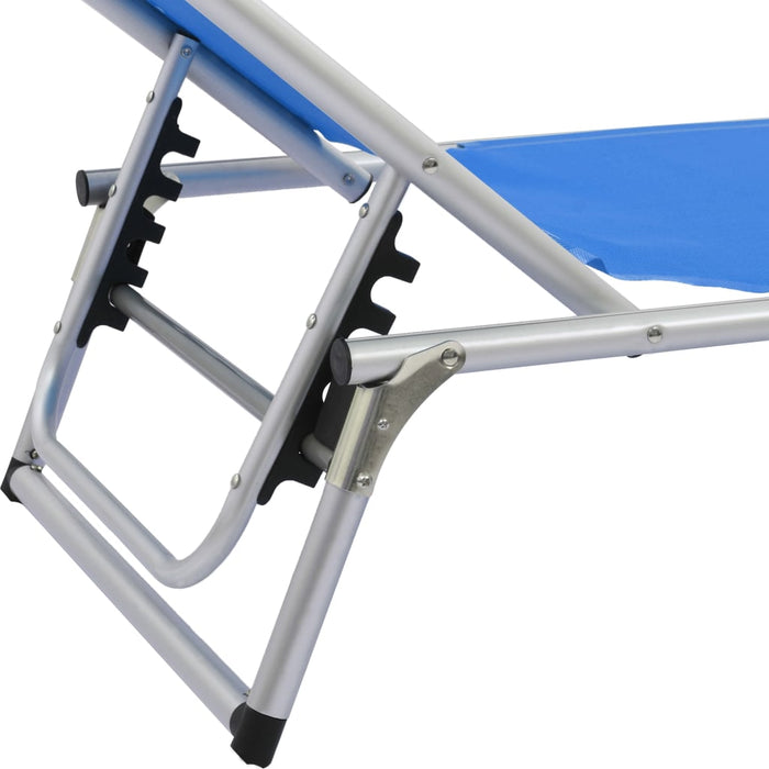 VXL Tumbona Plegable Con Toldo Aluminio Y Textilene Azul