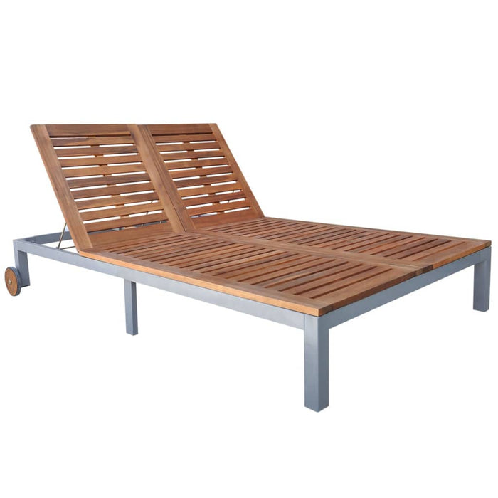 VXL Solid Acacia Wood Double Lounger