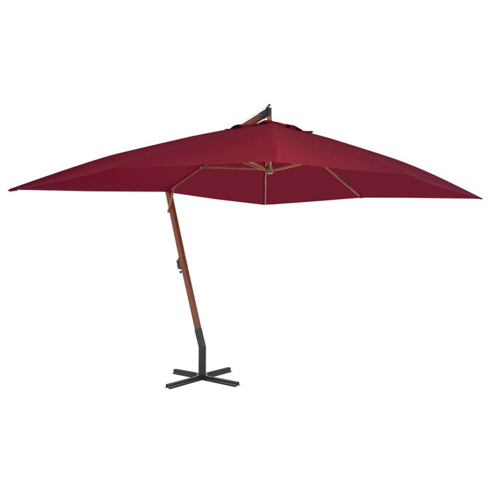 VXL Cantilever Umbrella With Wooden Pole 400X300 Cm Bordeaux Red