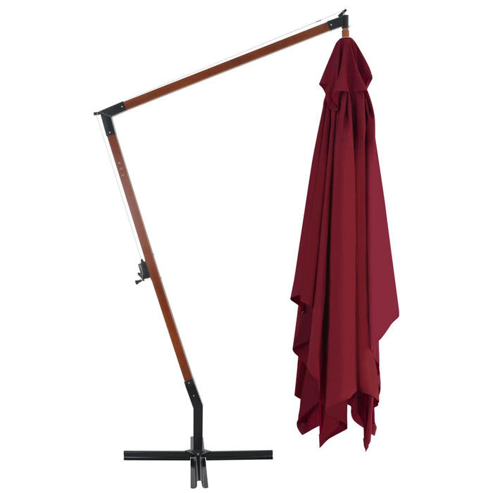 VXL Cantilever Umbrella With Wooden Pole 400X300 Cm Bordeaux Red