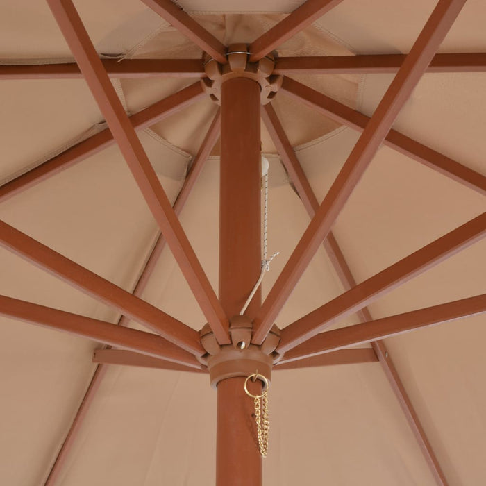 VXL Garden Umbrella with Wooden Pole 300 Cm Taupe