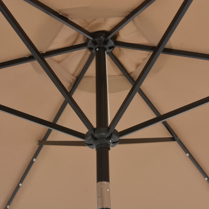 VXL Garden Umbrella with Led Lights Steel Pole 300Cm Taupe