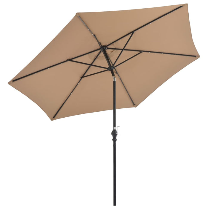 VXL Garden Umbrella with Led Lights Steel Pole 300Cm Taupe