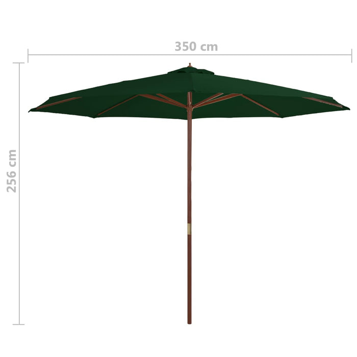 VXL Garden Umbrella with Wooden Pole 350 Cm Green