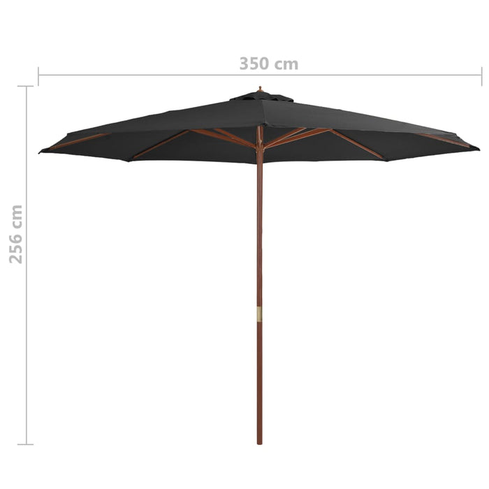 VXL Garden Umbrella with Wooden Pole 350 Cm Anthracite Gray