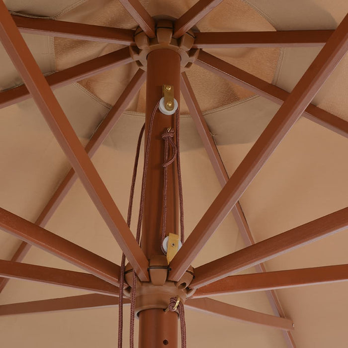 VXL Garden Umbrella with Wooden Pole 350 Cm Taupe