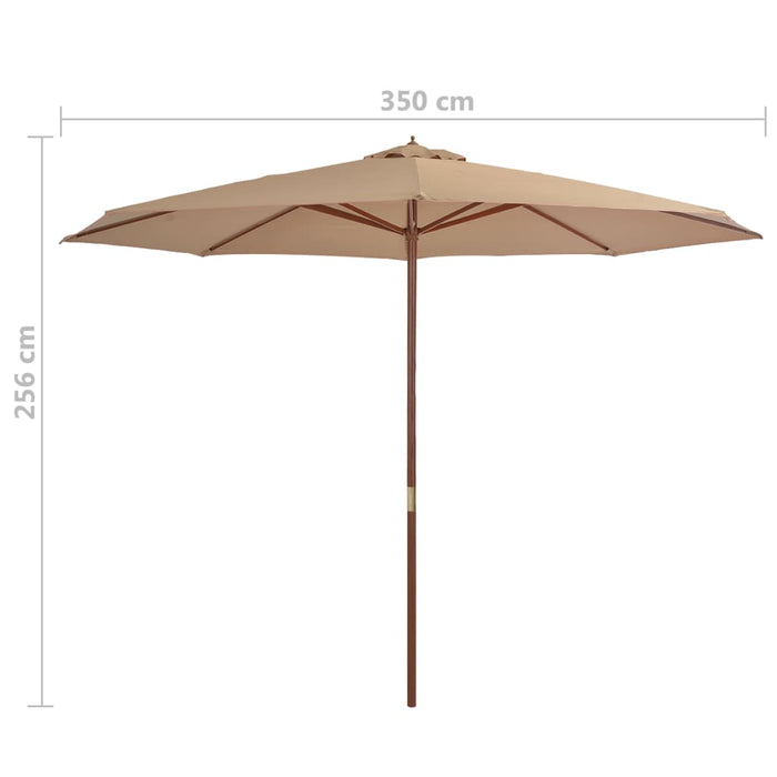 VXL Garden Umbrella with Wooden Pole 350 Cm Taupe