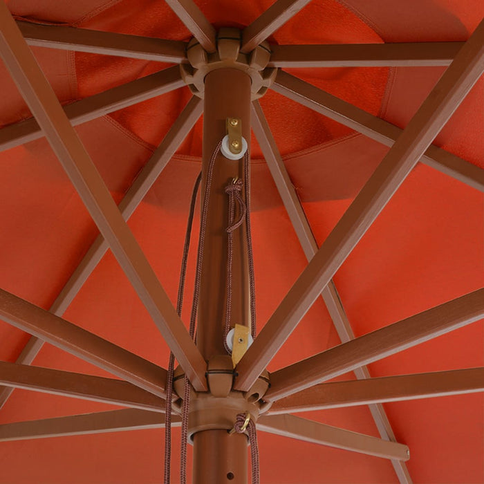 VXL Garden Parasol with Wooden Pole 350 Cm Terracotta