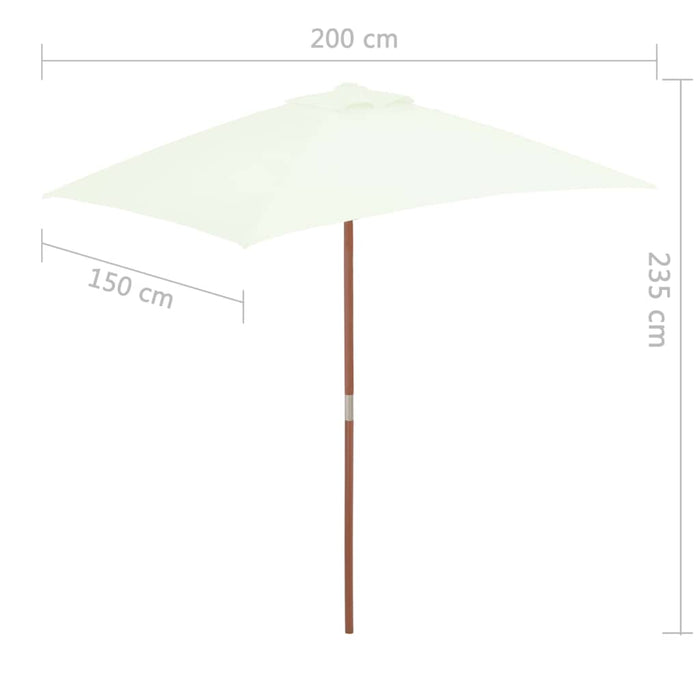 VXL Garden Umbrella with Wooden Pole 150X200 Cm Sand
