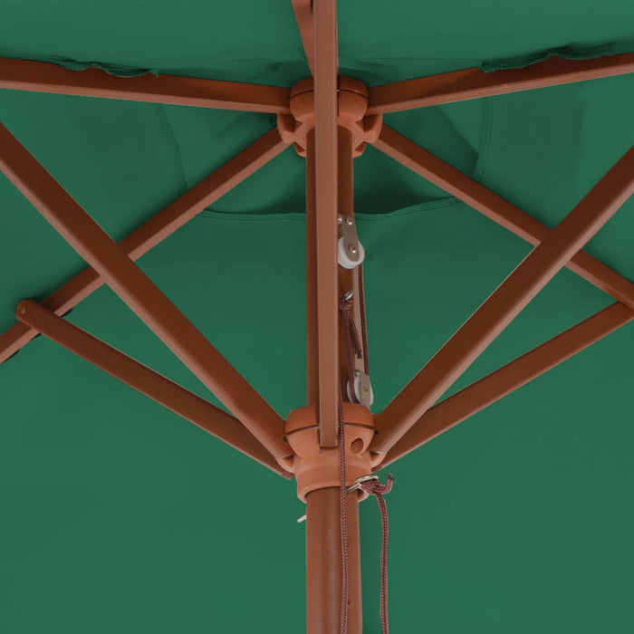 VXL Garden Umbrella with Wooden Pole 150X200 Cm Green