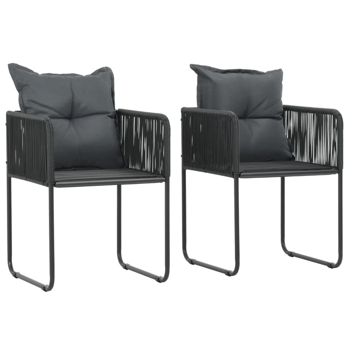 VXL Garden Chairs with Cushions 2 Units Black Synthetic Rattan