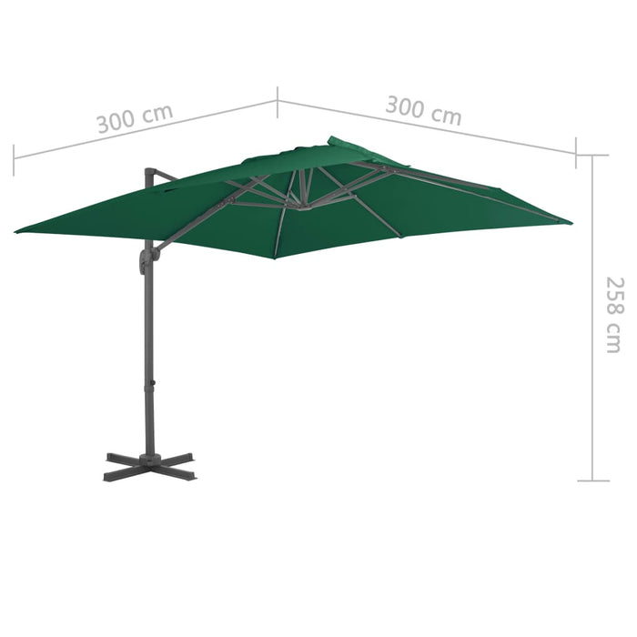 VXL Cantilever Umbrella With Aluminum Pole 300X300 Cm Green