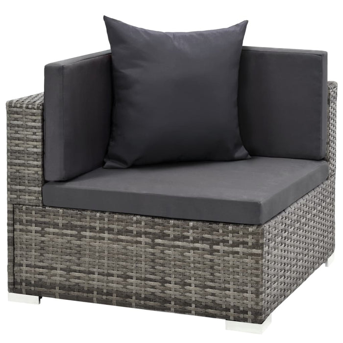VXL Garden Furniture Set 7 Pieces and Cushions Gray Synthetic Rattan