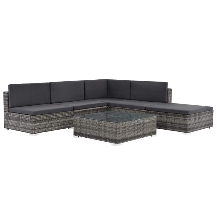 VXL Garden Furniture Set 6 Pieces and Cushions Gray Synthetic Rattan