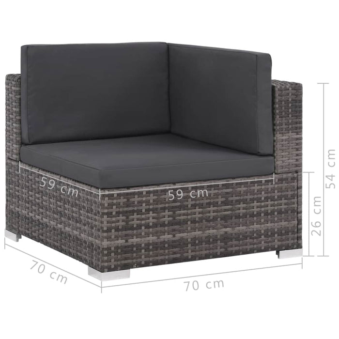 VXL Garden Furniture Set 6 Pieces and Cushions Gray Synthetic Rattan