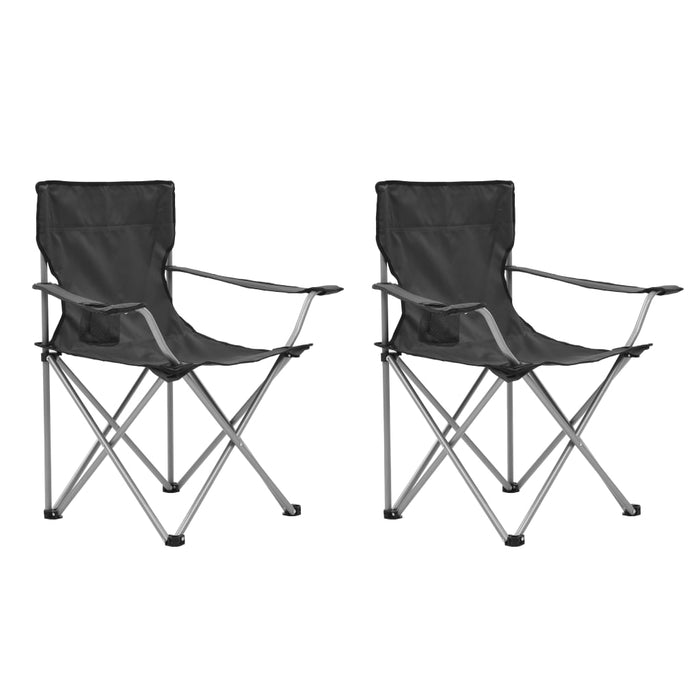 VXL Camping Table and Chairs Set 3 Pieces Gray