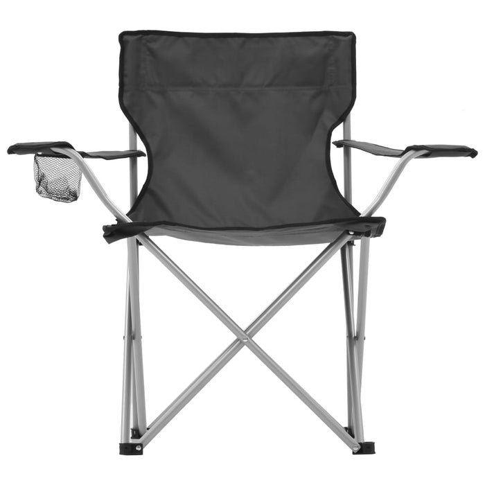 VXL Juego de mesa y sillas de camping 3 piezas gris