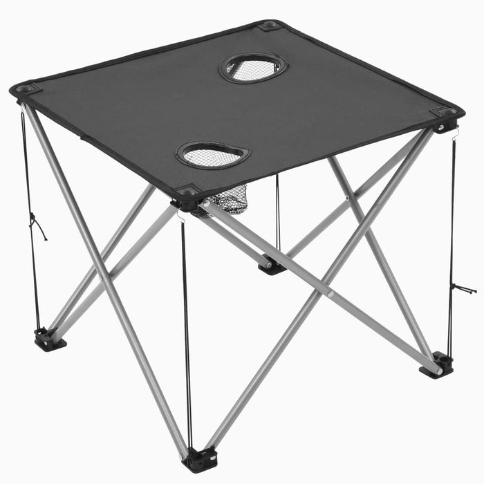 VXL Juego de mesa y sillas de camping 3 piezas gris