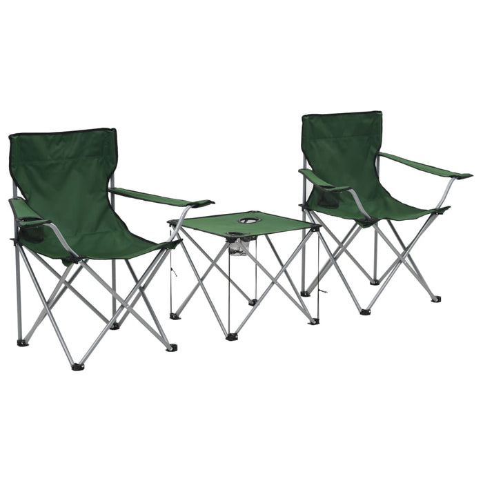 VXL Camping Table and Chairs Set 3 Pieces Green