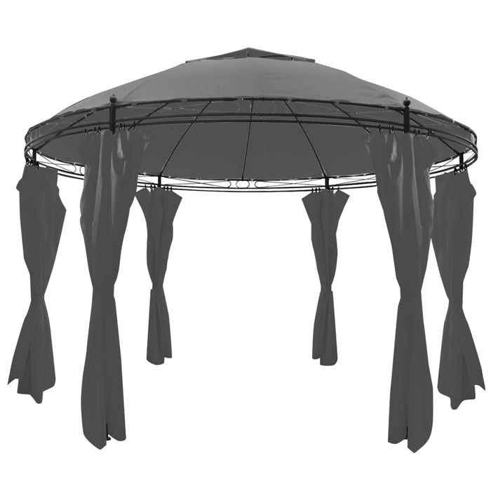 VXL Gazebo With Round Curtains Anthracite Gray 3.5X2.7 M