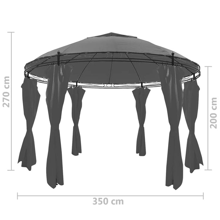VXL Gazebo With Round Curtains Anthracite Gray 3.5X2.7 M