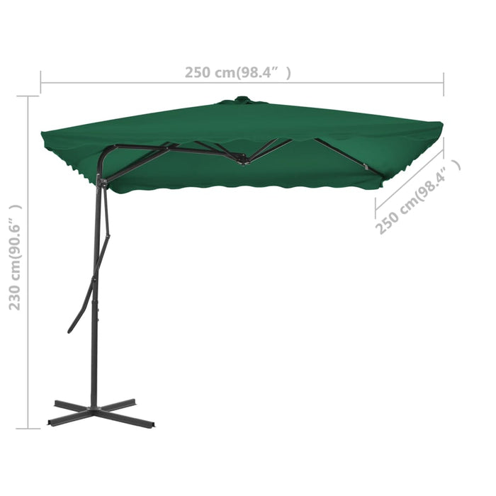 VXL Garden Umbrella with Steel Pole 250X250 Cm Green