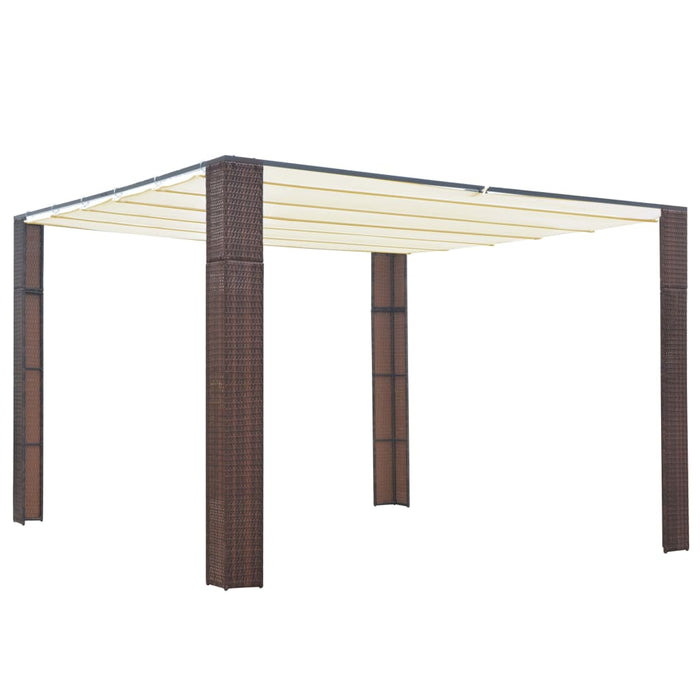 VXL Gazebo With Synthetic Rattan Roof 300X300X200 Cm Brown And Cream