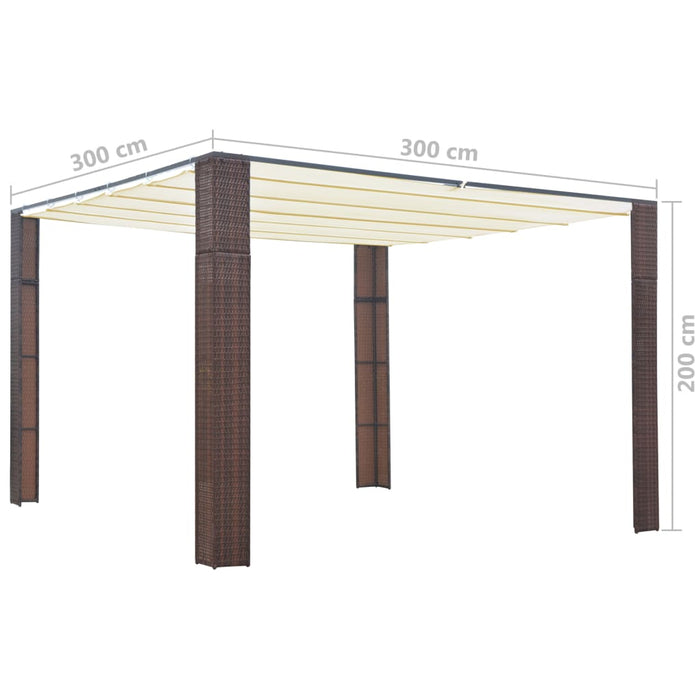 VXL Gazebo With Synthetic Rattan Roof 300X300X200 Cm Brown And Cream