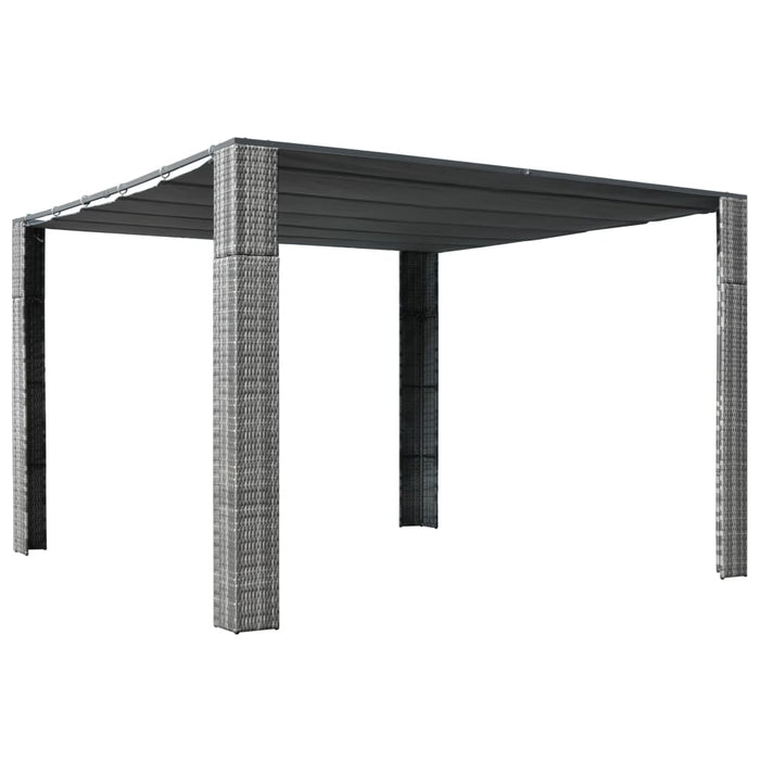 VXL Synthetic Rattan Roof Gazebo 300X300X200 Cm Gray and Anthracite