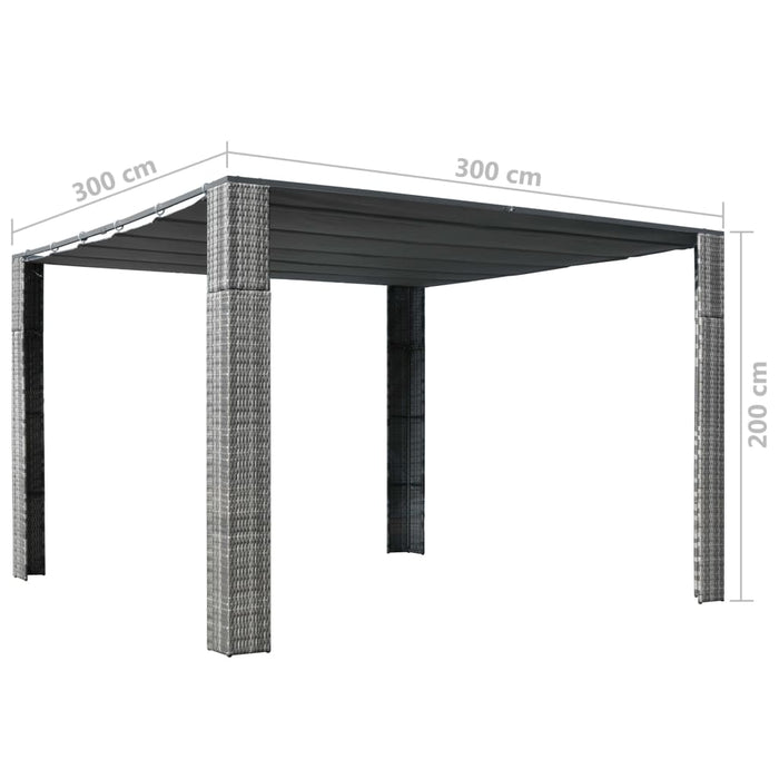 VXL Synthetic Rattan Roof Gazebo 300X300X200 Cm Gray and Anthracite